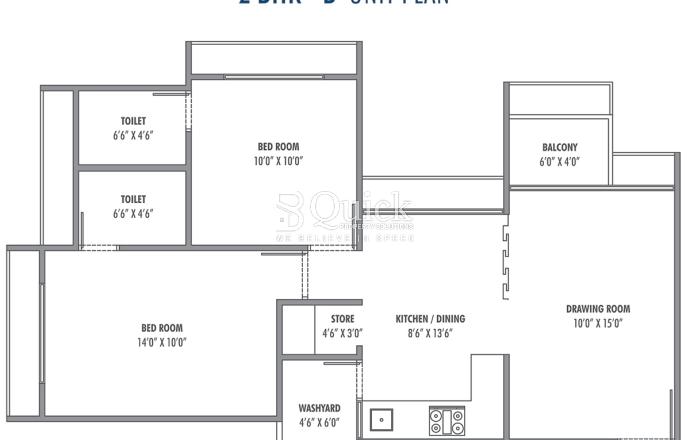 2-bhk-B-unit-plan