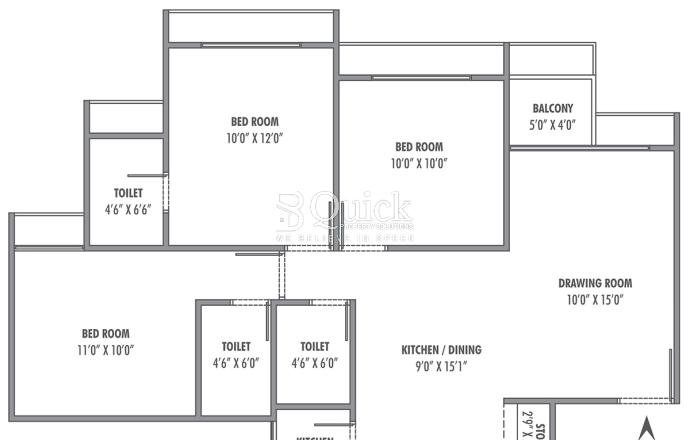 3-bhk-B-unit-plan